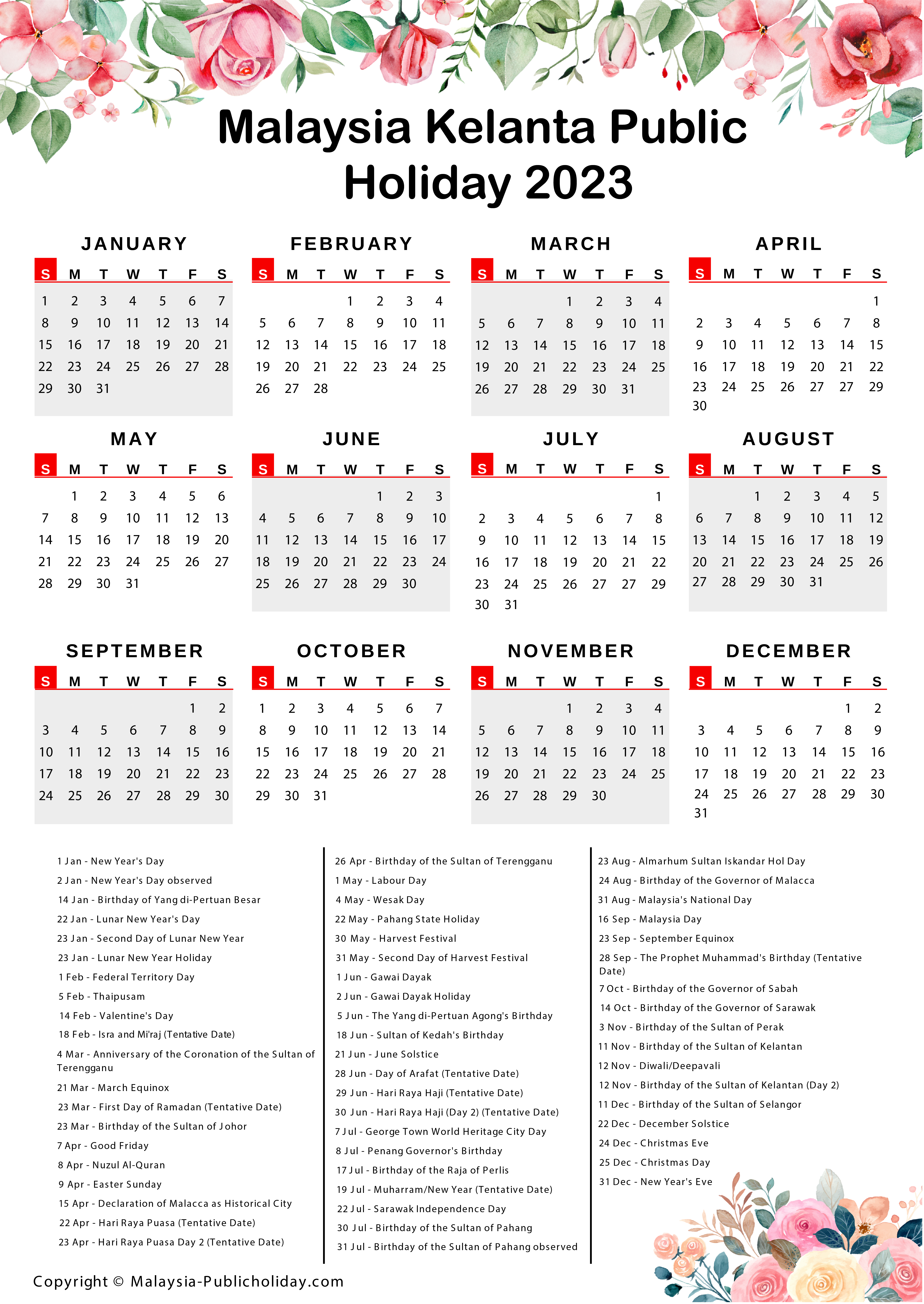 Kelantan Calendars 2023 Malaysia