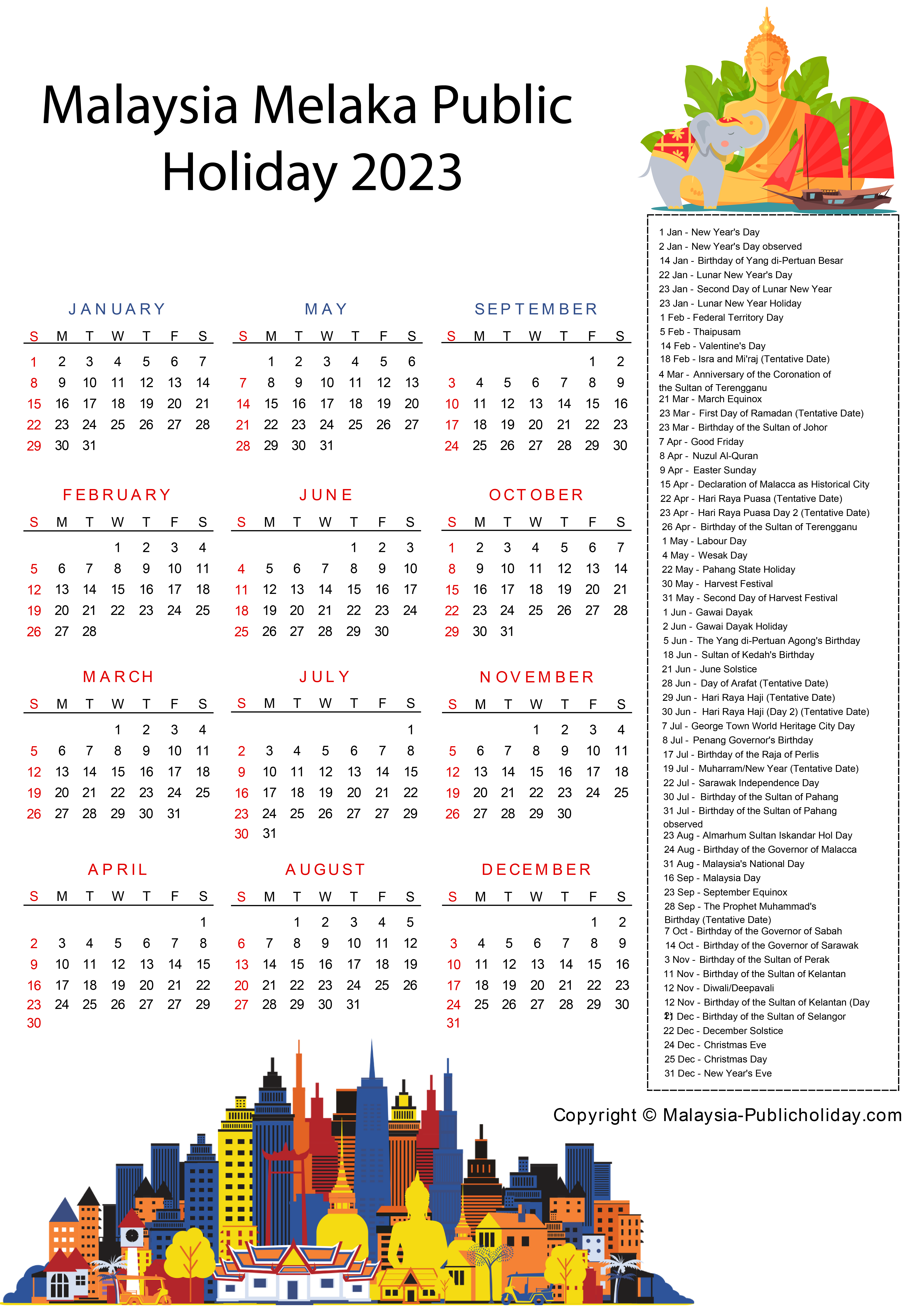 Melaka Calendars 2023 Malaysia