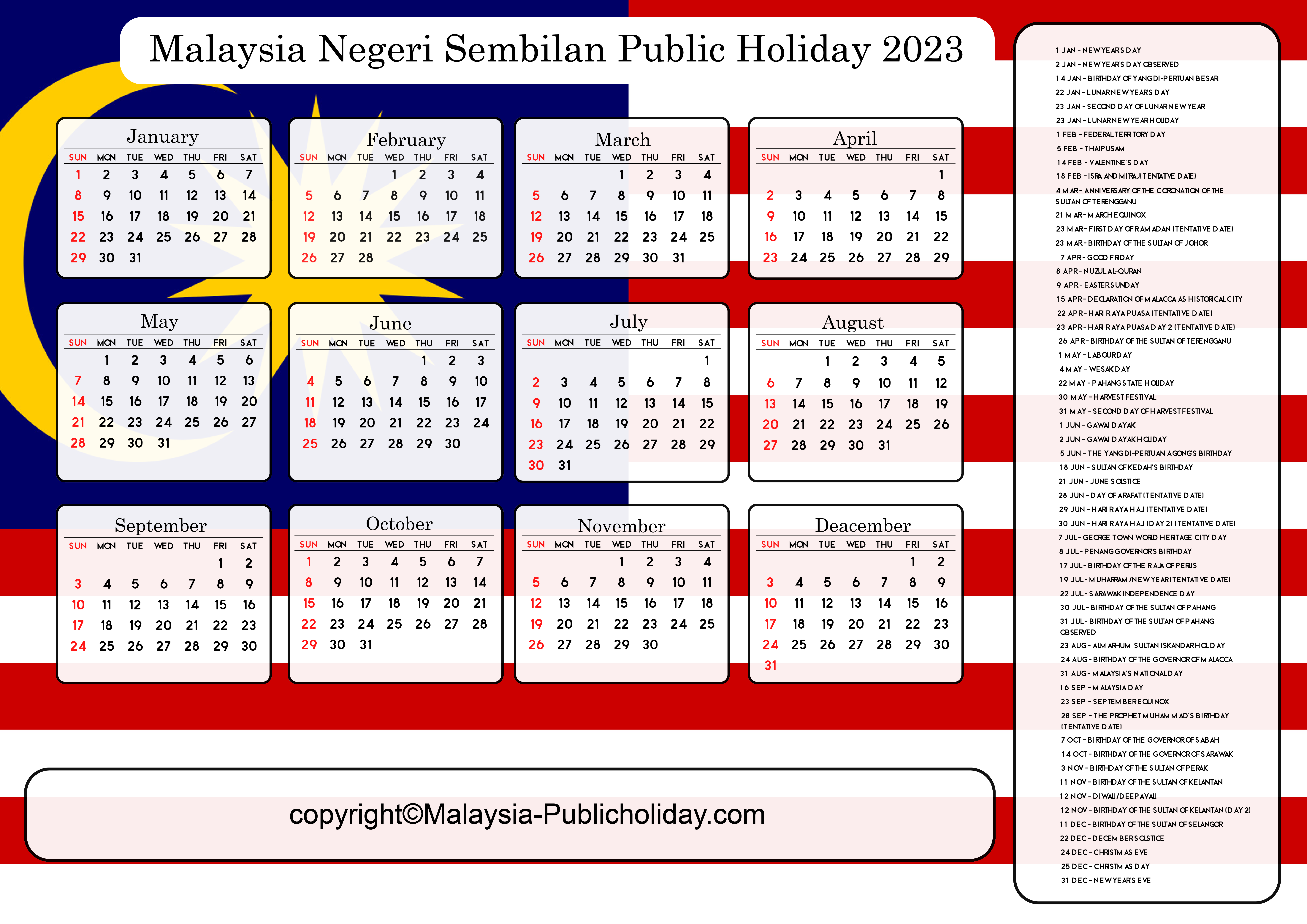 Negeri Sembilan Public Holiday 2023