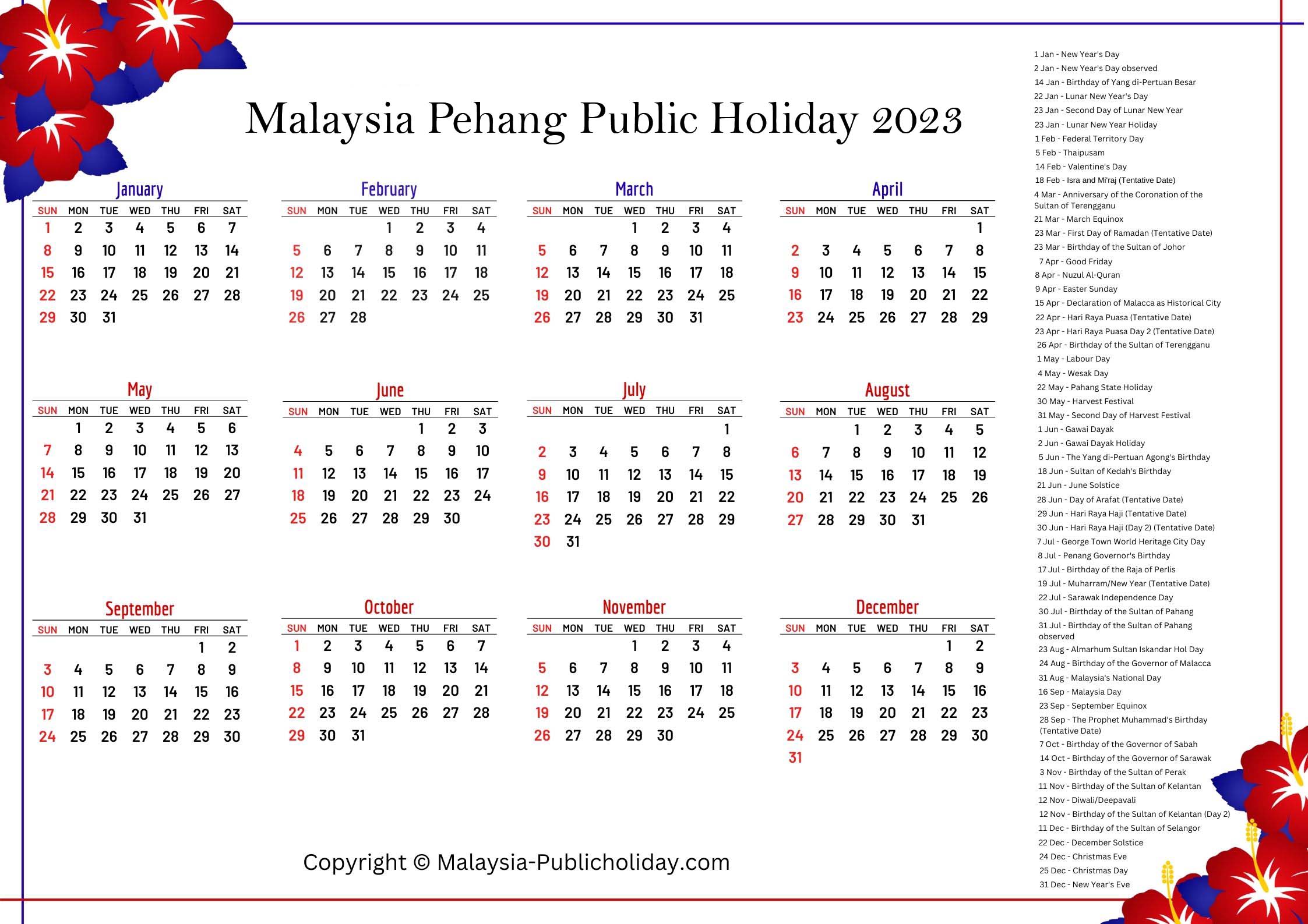 Pahang Public Holiday 2023