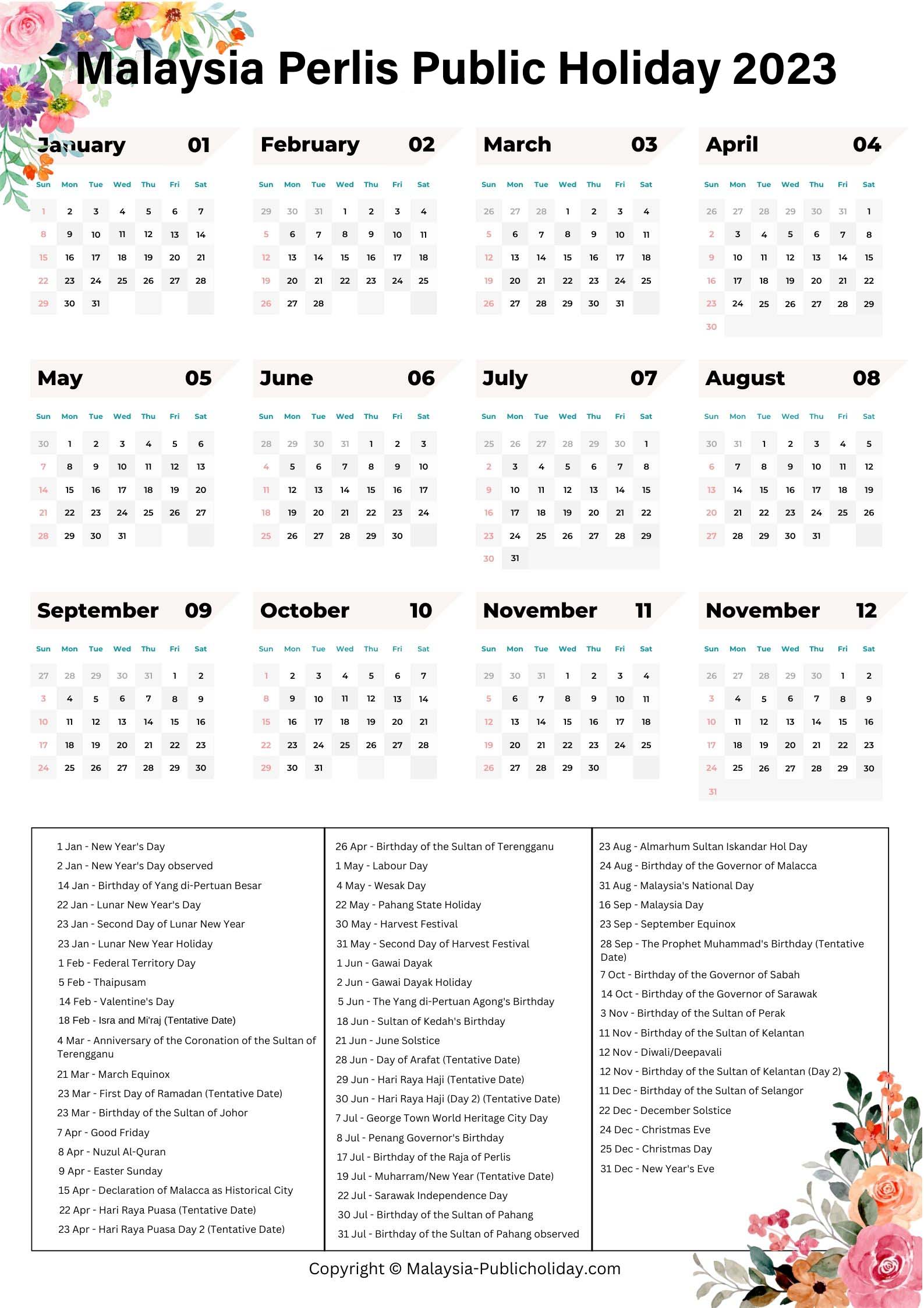 Perlis Calendars 2023 Malaysia
