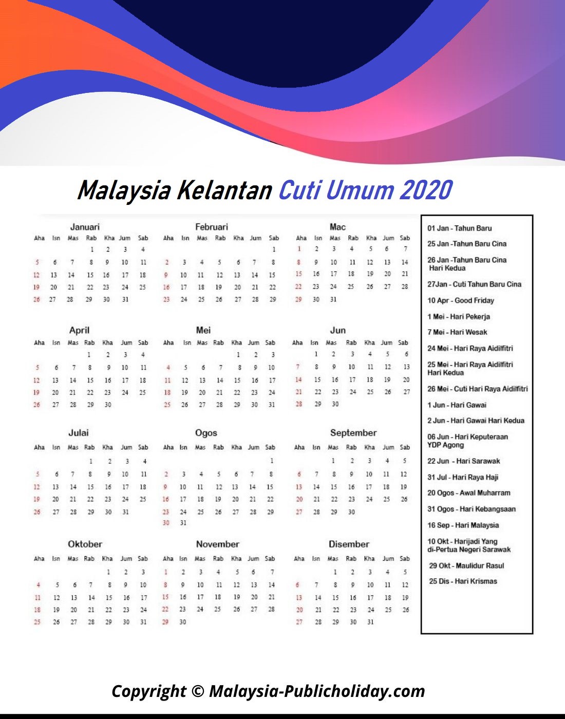 Cuti Umum Kelantan 2020