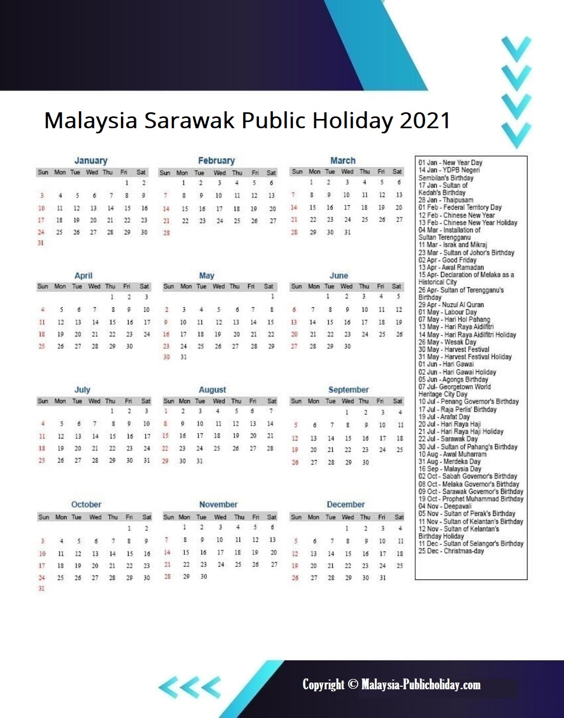 Public holiday 2021 sarawak